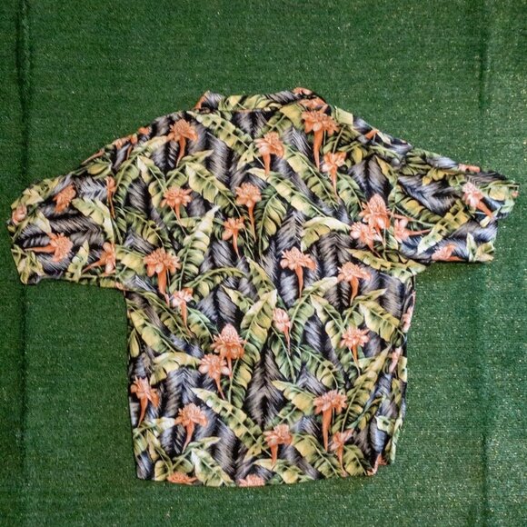 VINTAGE MONZINI MENS MADE IN ITALY BUTTON UP SHIRT HAWAIIAN FLORAL PRINT SIZE L - Picture 4 of 7